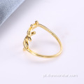Anel de casamento banhado a ouro elegante 925 anéis